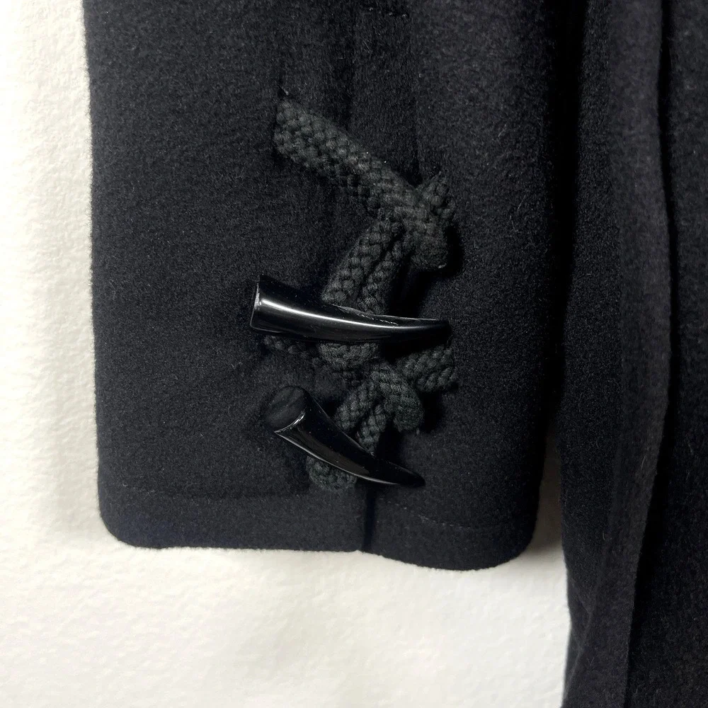 Etcetera Warm Wool Cashmere Blend Hooded Toggle Over Coat Size‎ 8 Black EUC
